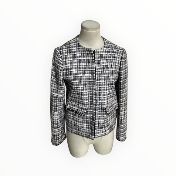 J. CREW Navy Blue White Red Tweed Blazer Jacket Stripes Work Preppy 4 Business - Picture 2 of 11